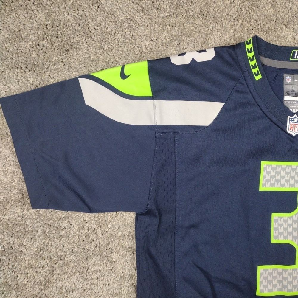 Nike On Field Seattle Seahawks NFL Jersey Shirt Russell Wilson #3 Youth LG Blue - Picture 4 of 16